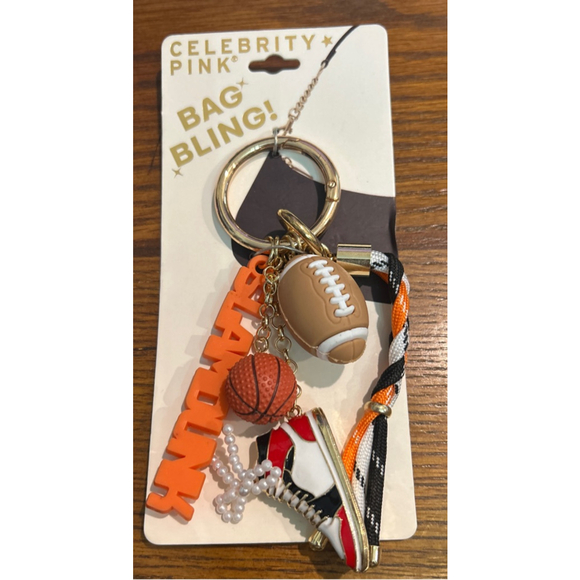 Celebrity Pink Accessories - Women's Celebrity Pink One Size Sports Bag Bling Keychain Orange Black